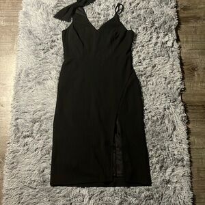 Lulus black slit and slightly open back dress.